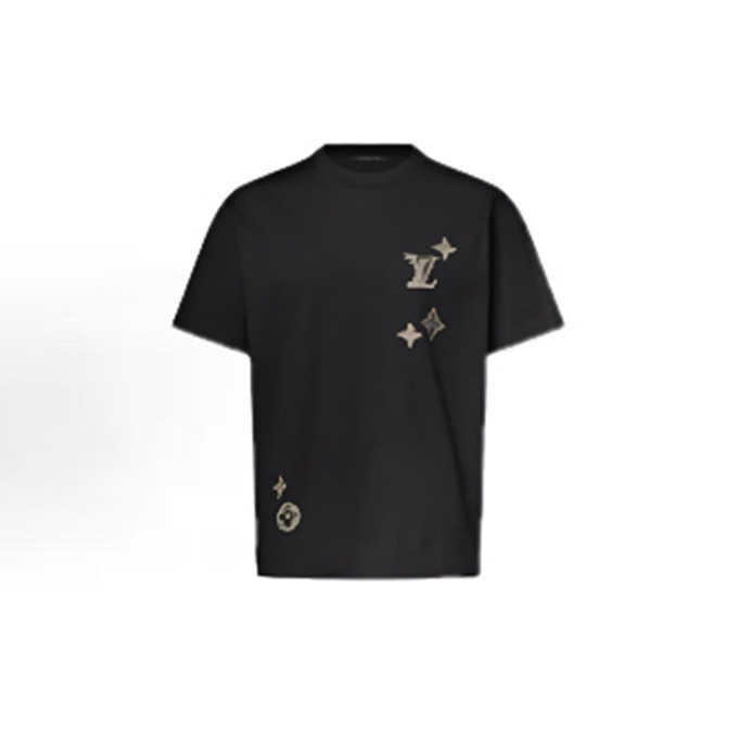 lv louis vuitton contrast logo embroidery t-shirt
